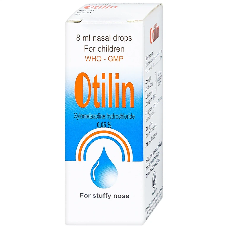 Thuốc nhỏ mũi trẻ em Otilin 0.05% Pharbaco giảm ngạt mũi, sung huyết trong viêm mũi cấp (8ml)