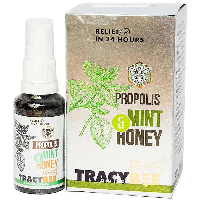 Keo ong xanh Tracybee Propolis Mint & Honey vị bạc hà giúp giảm đau, viêm họng, ho do nhiễm khuẩn (30ml)