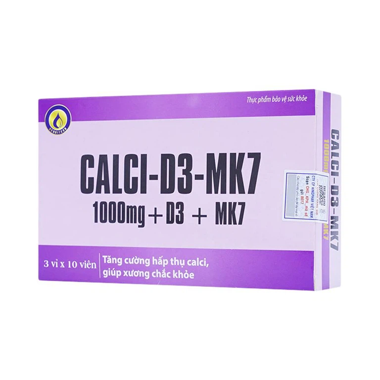 Viên uống Calci-D3-MK7 Herbitech tăng cường hấp thu canxi, giúp xương và răng chắc khỏe (3 vỉ x 10 viên)