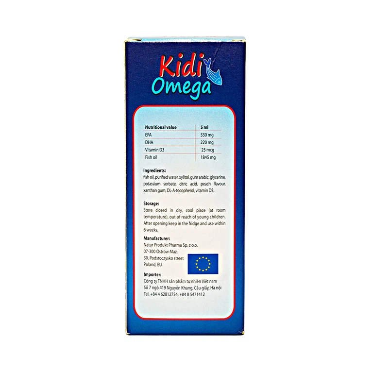 Siro Kidi Omega bổ sung Vitamin D3 và Acid Omega-3 cần thiết cho cơ thể trẻ em (150ml)