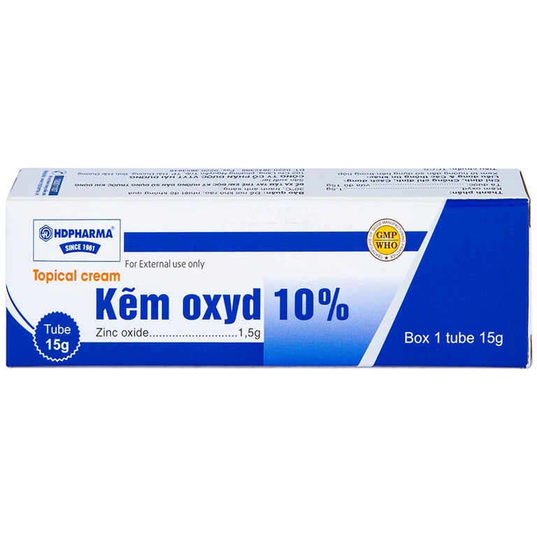 Kem bôi da Kẽm Oxyd 10% HDPharma điều trị các bệnh da và nhiễm khuẩn da (15g)