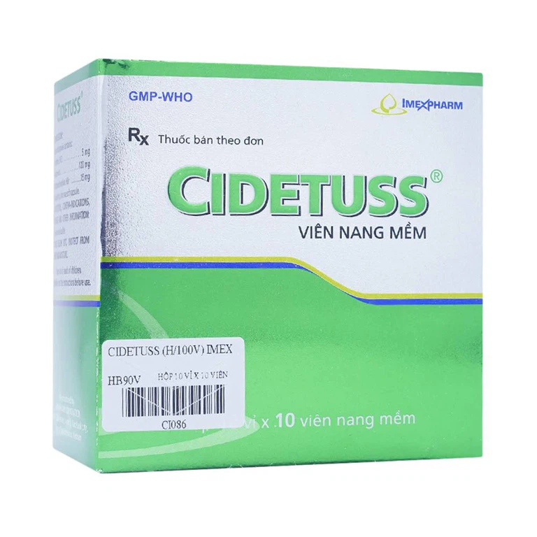 Thuốc Cidetuss Imexpharm điều trị các trường hợp ho (10 vỉ x 10 viên)
