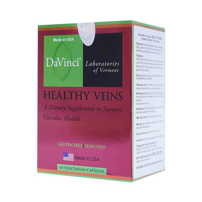Viên uống Healthy Veins DaVinci hỗ trợ bảo vệ thành mạch (60 viên)