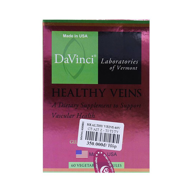 Viên uống Healthy Veins DaVinci hỗ trợ bảo vệ thành mạch (60 viên)