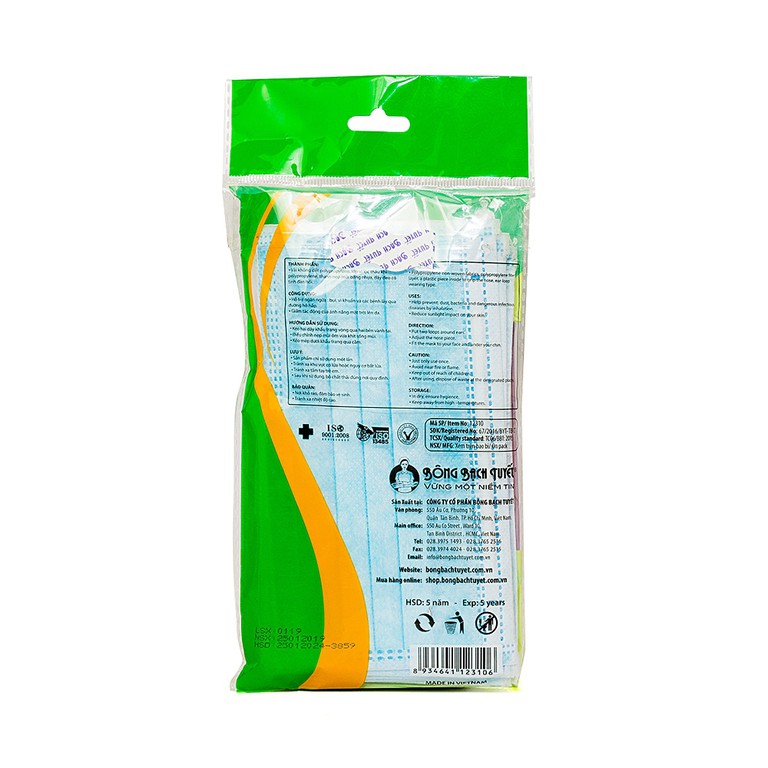 Khẩu trang y tế Meriday 3 lớp hỗ trợ ngăn khói, bụi, kháng khuẩn (10 cái)