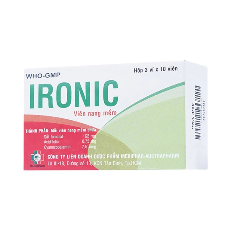 Thuốc Ironic Mebiphar phòng ngừa và điều trị thiếu máu (3 vỉ x 10 viên)