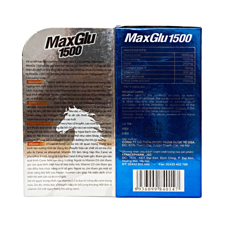 Viên uống Maxglu 1500 Merck Usa giúp phục hồi, tái tạo mô sụn khớp (60 viên)