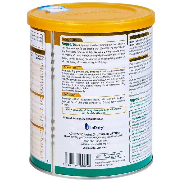 Sữa bột Nepro 2 Gold VitaDairy bổ sung dinh dưỡng cho người bệnh suy thận (400g)