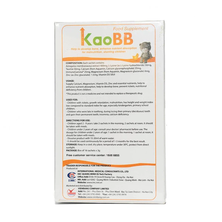 Cốm KaoBB IMC bổ sung canxi, magie, vitamin D3, kẽm (16 gói)