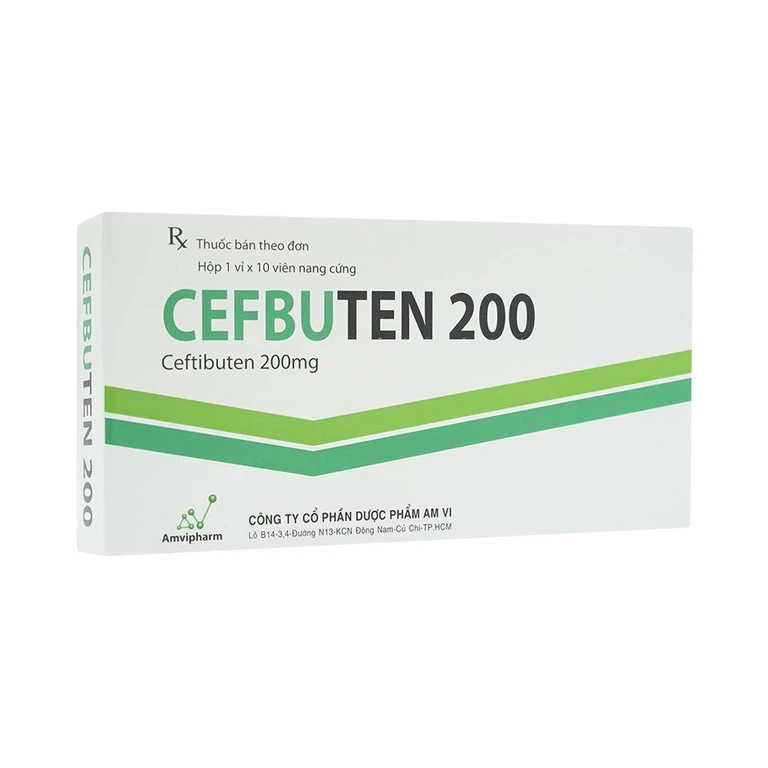 Thuốc Cefbuten 200mg Amvi điều trị nhiễm khuẩn (1 vỉ x 10 viên)