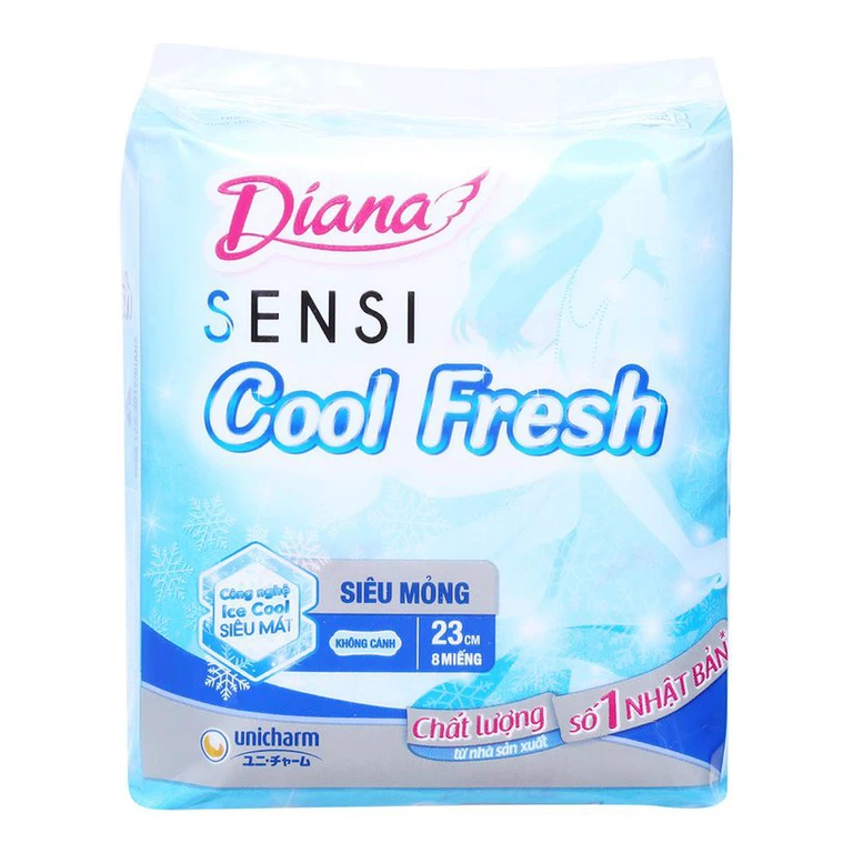 Băng vệ sinh Diana Sensi Cool Fresh 23cm Unicharm siêu mỏng cánh (8 miếng)