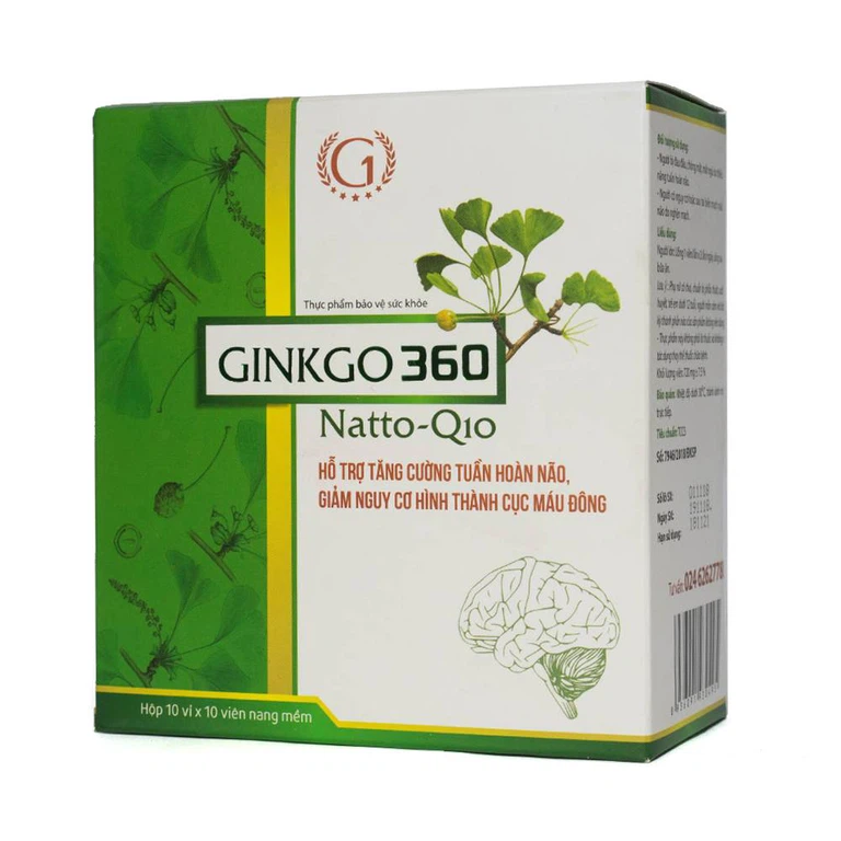Viên uống Ginkgo 360 Natto-Q10 Ginic hỗ trợ tăng cường tuần hoàn não (10 vỉ x 10 viên)