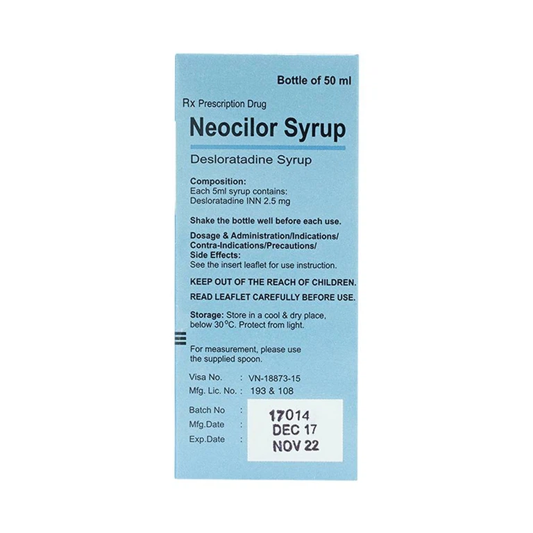 Siro Neocilor Incepta điều trị viêm mũi dị ứng, mày đay (50ml) 