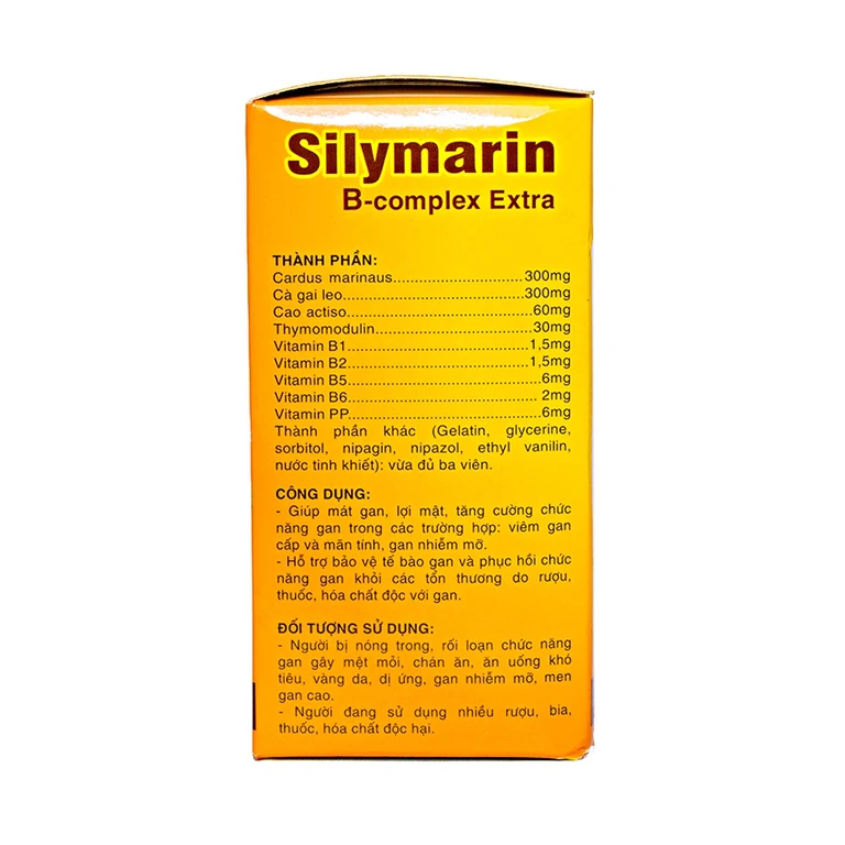 Viên uống Silymarin B-Complex Extra giúp mát gan, lợi mật, tăng cường chức năng gan (10 vỉ x 10 viên)