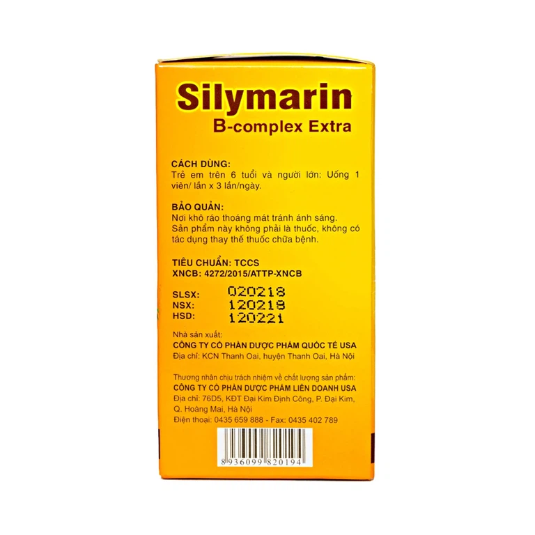 Viên uống Silymarin B-Complex Extra giúp mát gan, lợi mật, tăng cường chức năng gan (10 vỉ x 10 viên)