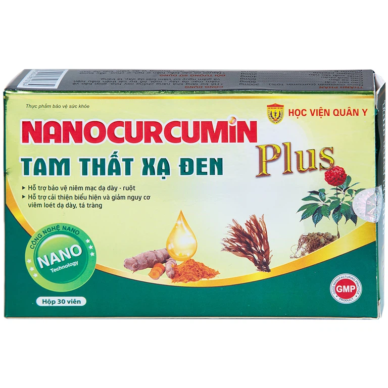 Viên uống Nanocurcumin Tam Thất Xạ Đen Plus giảm viêm loét dạ dày, tá tràng (3 vỉ x 10 viên)