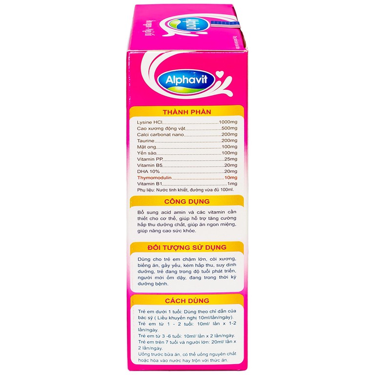 Dung dịch uống Alphavit giúp ăn ngon, ngủ tốt, tăng cường phát triển trí tuệ (4 vỉ x 5 ống)