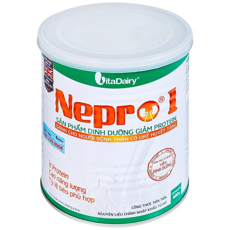 Sữa bột Nepro 1 VitaDairy bổ sung dinh dưỡng giảm protein dành cho người bệnh thận (400g)