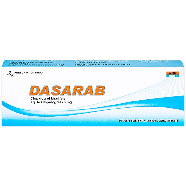 Thuốc Dasarab 75mg Davi Pharm điều trị hội chứng mạch vành cấp (2 vỉ x 14 viên)
