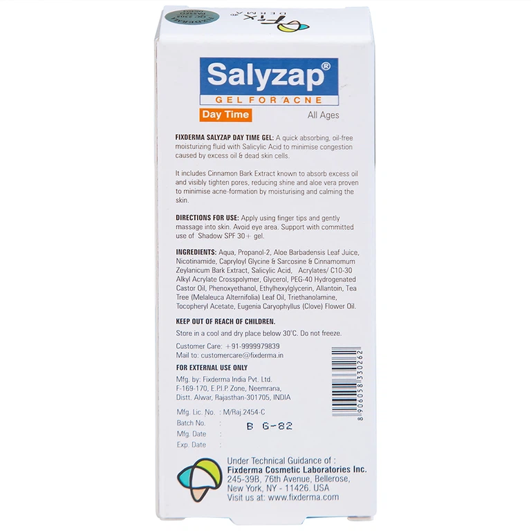 Gel bôi Fixderma Salyzap Gel giúp giảm mụn, kháng viêm (20g)