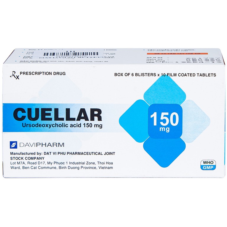 Thuốc Cuellar 150mg Davi Pharm dùng để hòa tan các sỏi cholesterol mật (6 vỉ x 10 viên)