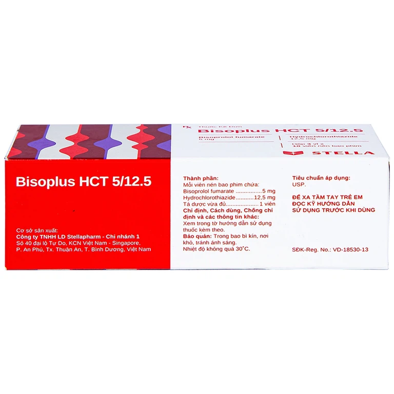 Thuốc Bisoplus HCT 5/12.5 Stella điều trị tăng huyết áp (3 vỉ x 10 viên)