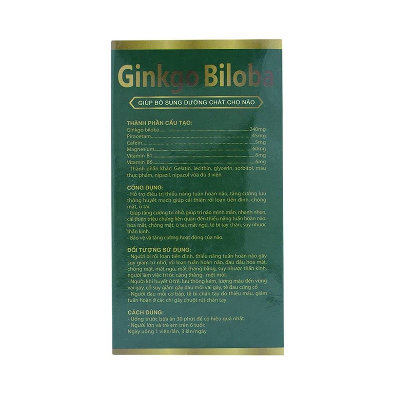 Viên uống Ginkgo Biloba bổ sung dưỡng chất cho não (10 vỉ x 10 viên)
