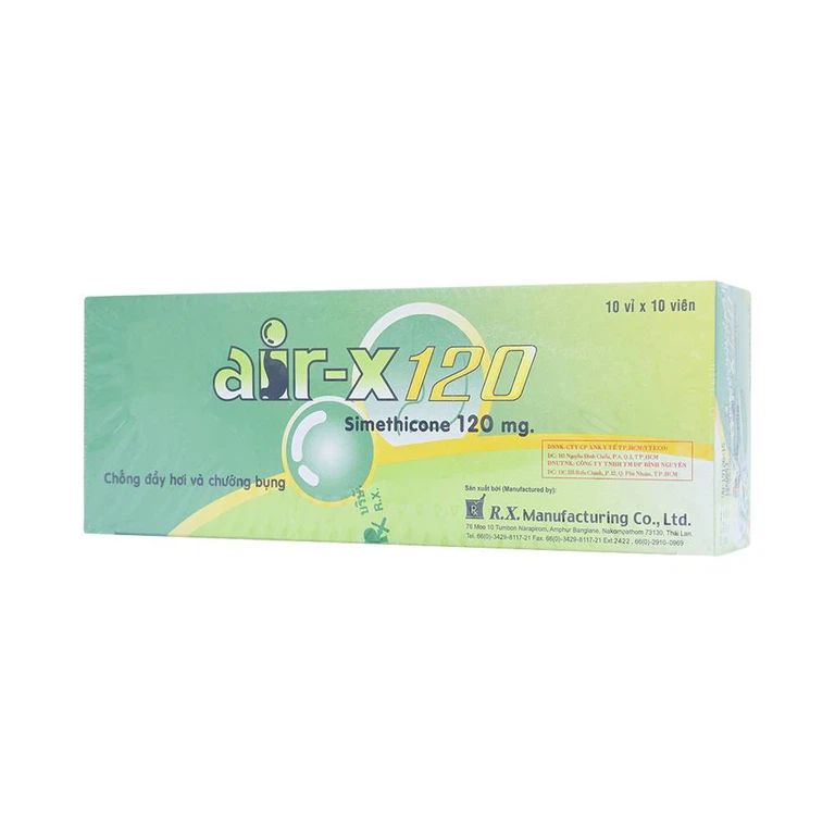 Viên nhai AIR-X 120 chống đầy hơi và chướng bụng (10 vỉ x 10 viên)