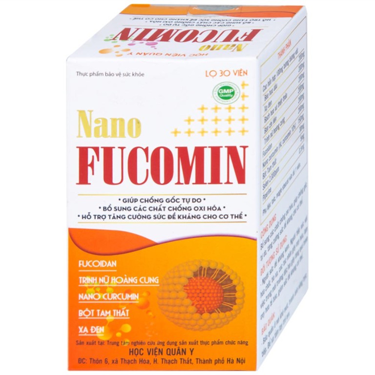 Viên uống Nano Fucomin HVQY hỗ trợ giảm tác dụng phụ của hóa trị giúp chống gốc tự do (30 viên)