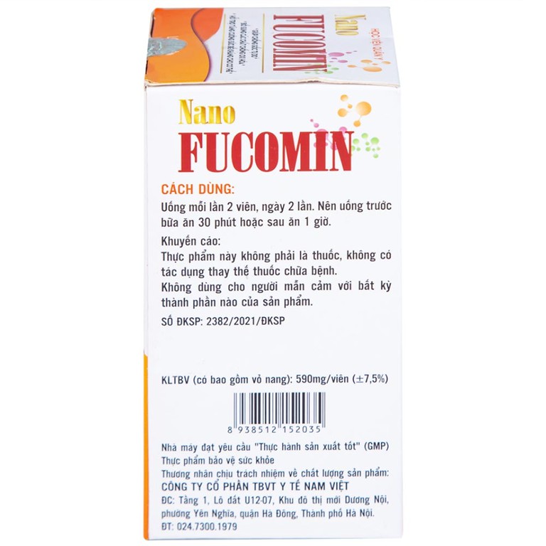 Viên uống Nano Fucomin HVQY hỗ trợ giảm tác dụng phụ của hóa trị giúp chống gốc tự do (30 viên)