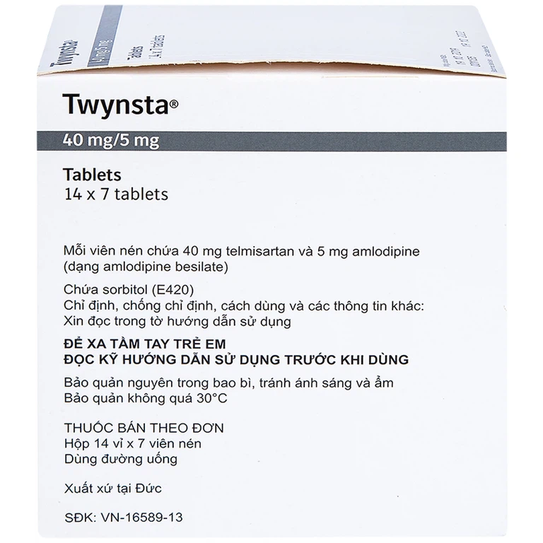 Thuốc Twynsta 40mg/5mg Boehringer điều trị tăng huyết áp vô căn (14 vỉ x 7 viên)