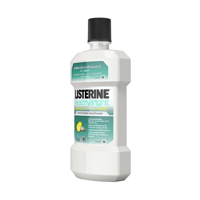Nước súc miệng Listerine Healthy Bright diệt sạch vi khuẩn gây hôi miệng (750ml)