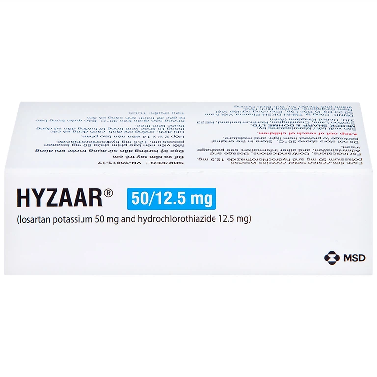 Thuốc Hyzaar 50mg/12.5mg MSD điều trị tăng huyết áp (2 vỉ x 14 viên)