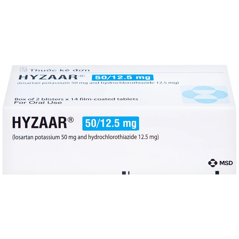 Thuốc Hyzaar 50mg/12.5mg MSD điều trị tăng huyết áp (2 vỉ x 14 viên)