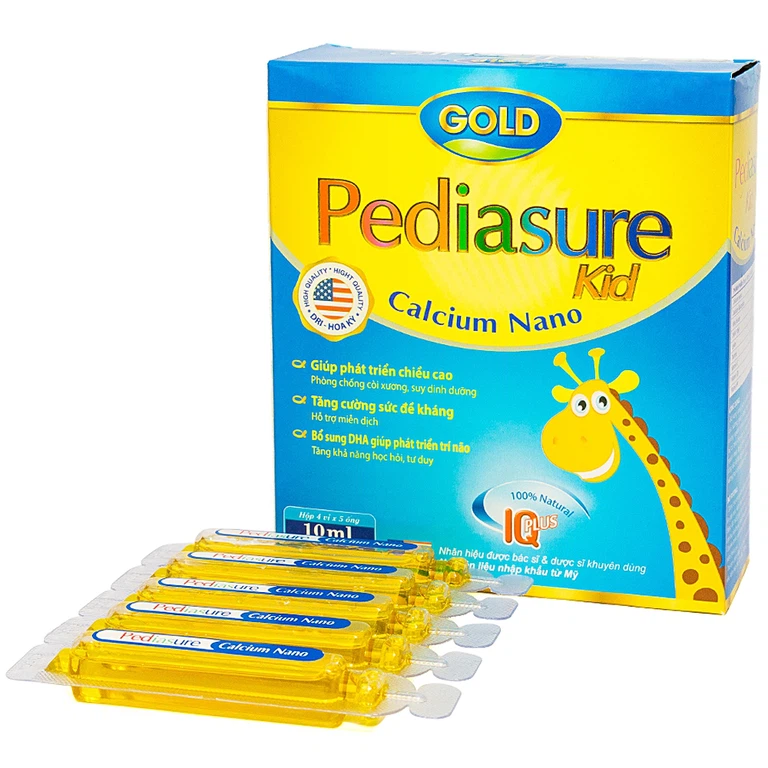 Siro Pediasure Kid Calcium Nano Gold giúp bổ sung DHA, Acid Amin, khoáng chất (4 vỉ x 5 ống x 10ml)