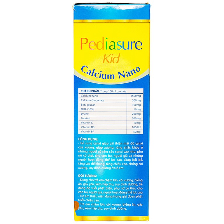 Siro Pediasure Kid Calcium Nano Gold giúp bổ sung DHA, Acid Amin, khoáng chất (4 vỉ x 5 ống x 10ml)