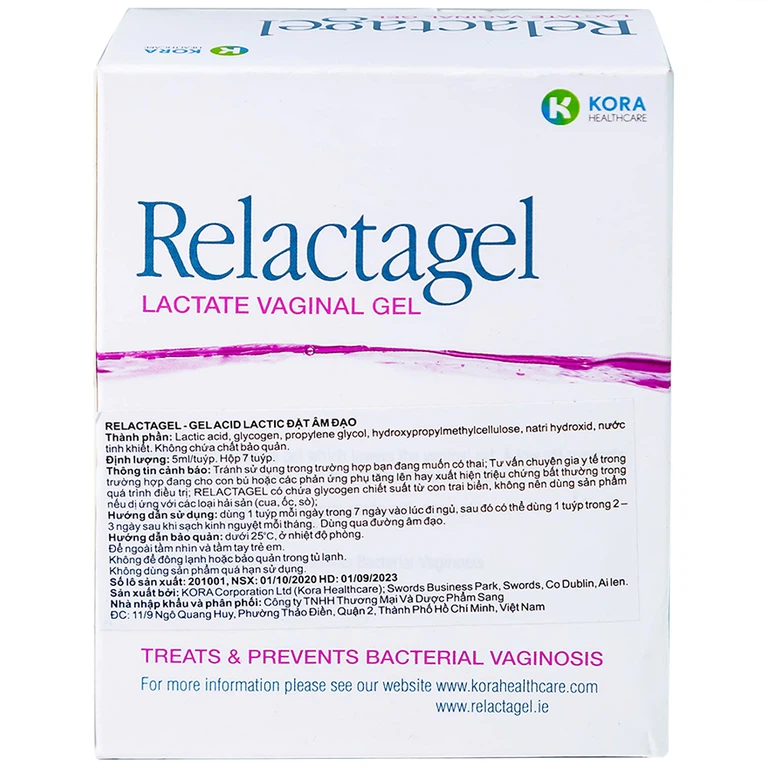 Kem bôi dạng gel Relactagel Kora điều trị và phòng ngừa viêm âm đạo (7 tuýp)