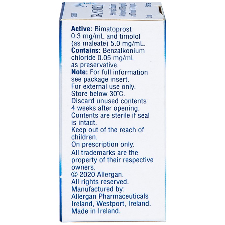Thuốc nhỏ mắt Ganfort Allergan điều trị Glaucoma góc mở, tăng nhãn áp (3ml)