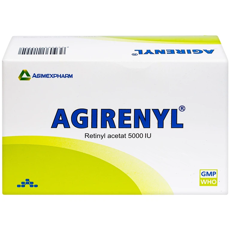 Thuốc Agirenyl 5000IU Agimexpharm phòng và điều trị thiếu vitamin A (10 vỉ x 10 viên)
