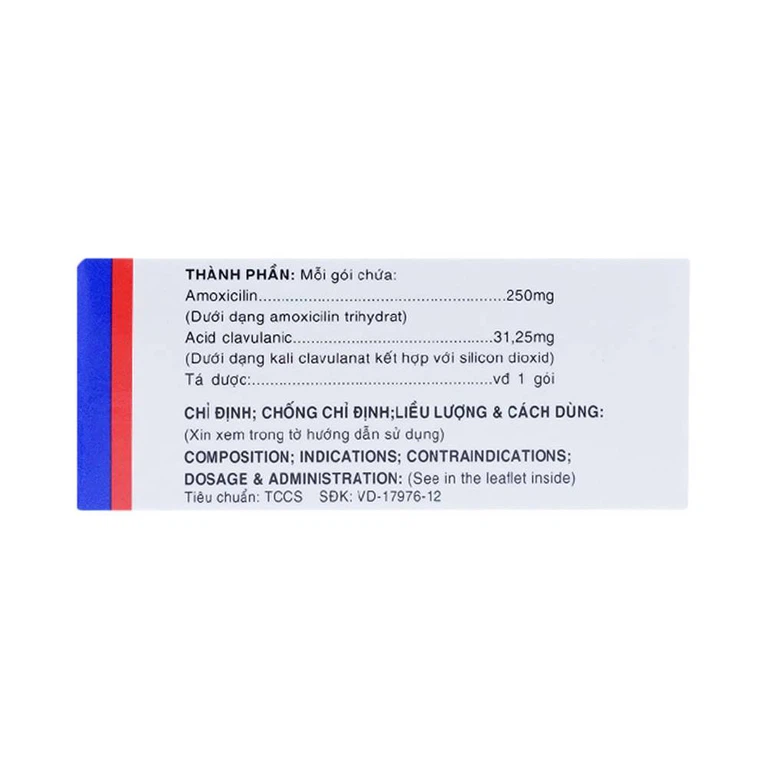 Thuốc Augxicine 250mg/31.25mg Vidipha điều trị viêm amidan, viêm xoang (10 gói x 0.8g)