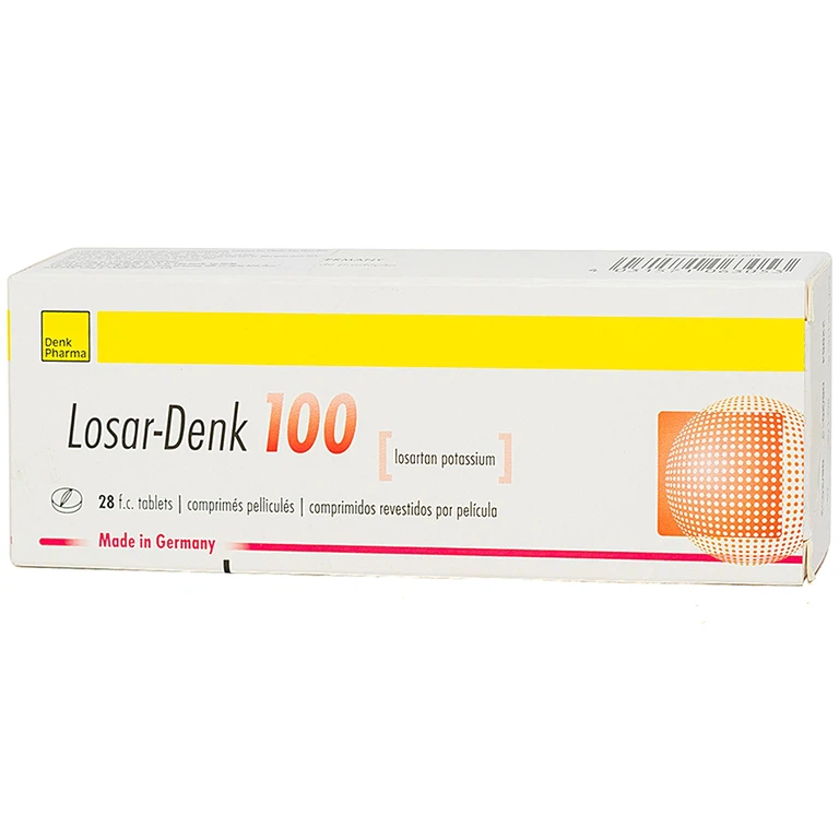 Viên nén Losar-Denk 100 điều trị tăng huyết áp, suy tim (2 vỉ x 14 viên)