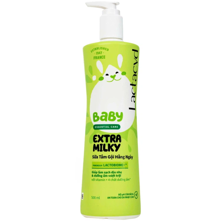Sữa tắm gội cho bé Lactacyd Milky Baby Sanofi bảo vệ và nuôi dưỡng da (500ml)