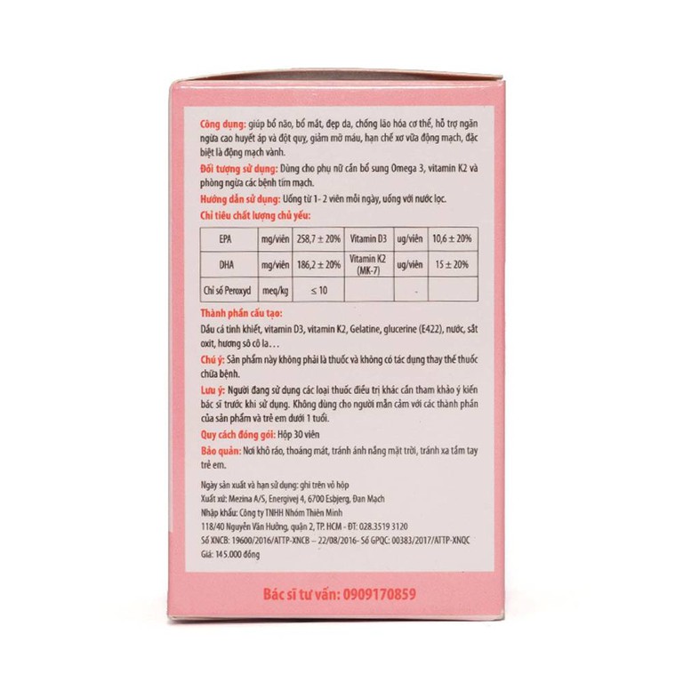 Viên nang Womega For Woman DAO Nordic Health bổ não, bổ mắt, đẹp da, chống lão hóa cơ thể (30 viên)