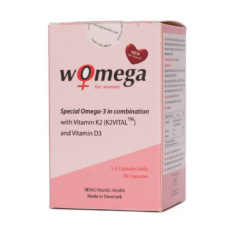 Viên nang Womega For Woman DAO Nordic Health bổ não, bổ mắt, đẹp da, chống lão hóa cơ thể (30 viên)