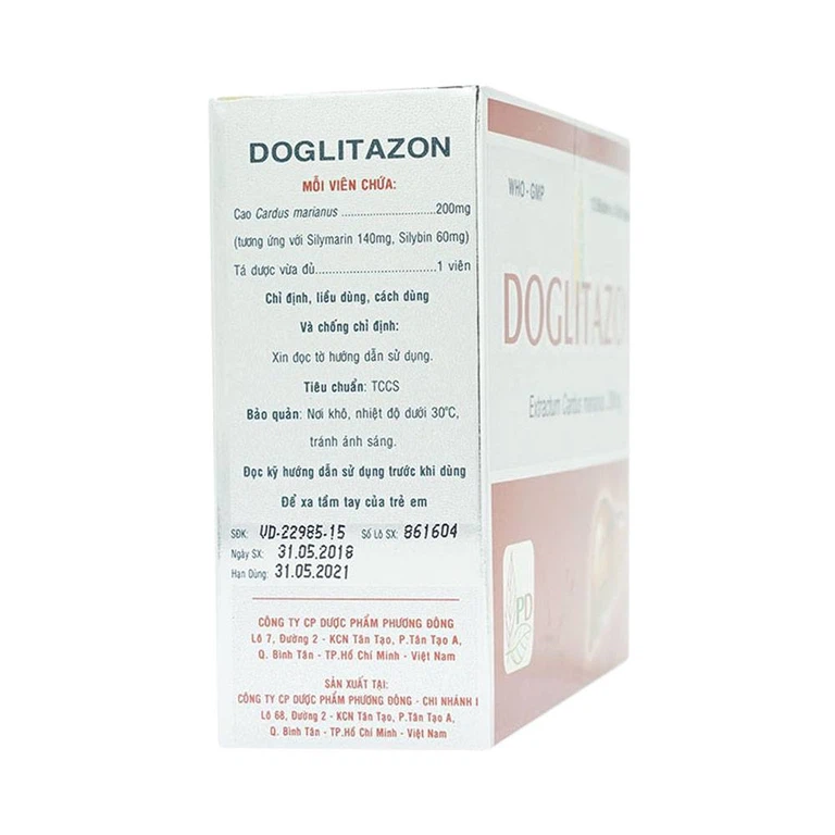 Thuốc Doglitazon 200mg Phương Đông điều trị rối loạn tiêu hóa, giải độc gan (12 vỉ x 5 viên)