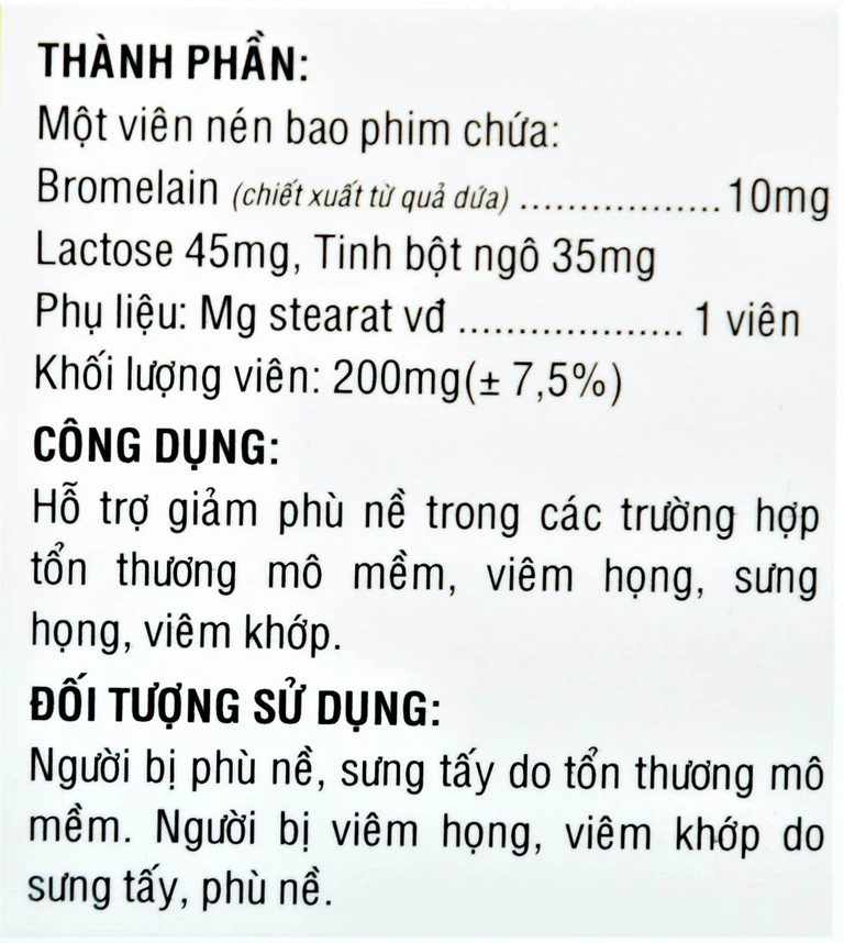Viên uống Danzym 10mg giảm sưng, đau nhức xương khớp (10 vỉ x 10 viên)