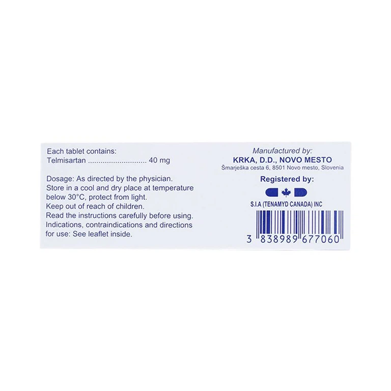 Thuốc Tolura Tablets 40mg Krka điều trị cao huyết áp (4 vỉ x 7 viên)