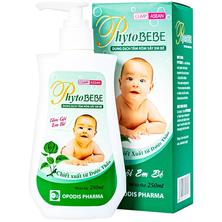 Dung dịch tắm rôm sảy em bé PhytoBeBe Opodis Pharma (250ml)
