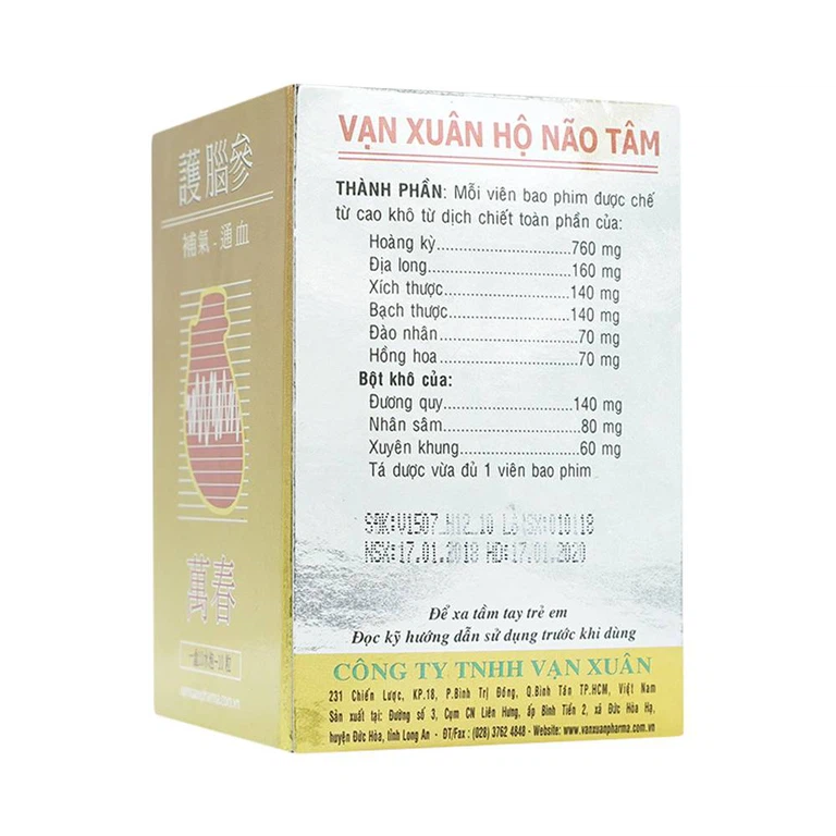 Thuốc Hộ Não Tâm Vạn Xuân giúp bổ khí, hoạt huyết (10 vỉ x 10 viên)
