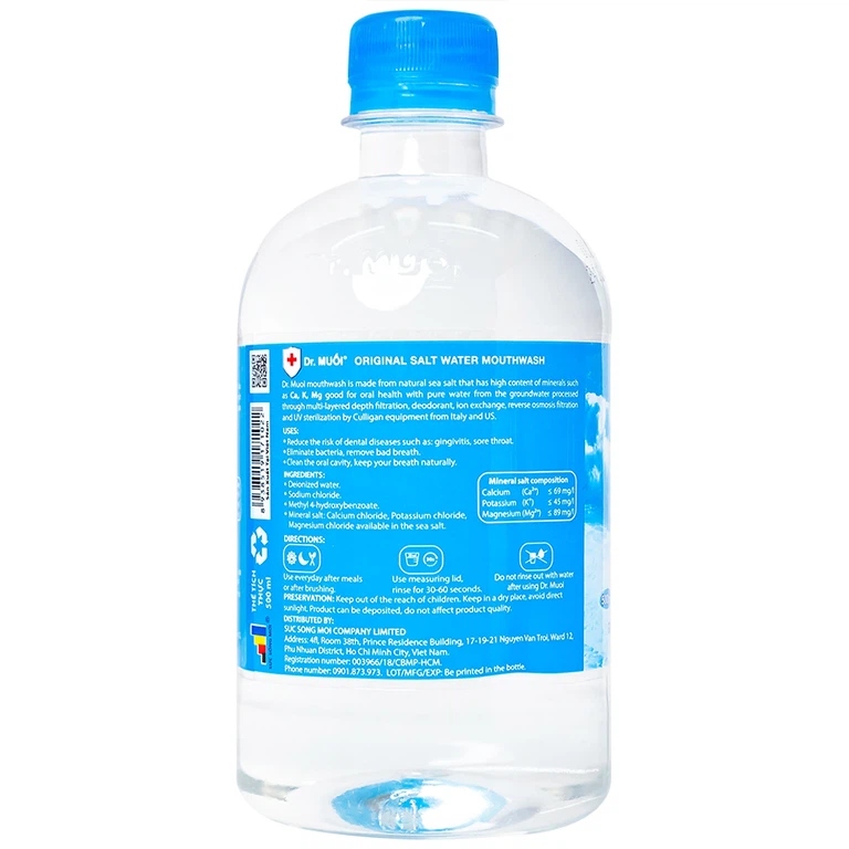 Nước súc miệng Dr. Muối giảm nguy cơ các bệnh về răng miệng (500ml)